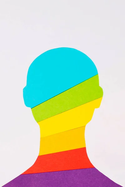 Man Silhouette Rainbow Made Paper Thre Vertical Photo Shot Close — Stock Photo, Image