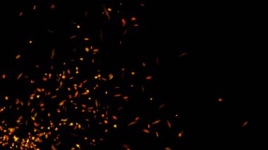 Parçacıkların soyut arkaplanı. Uçan kıvılcımlar. 4k arkaplan.