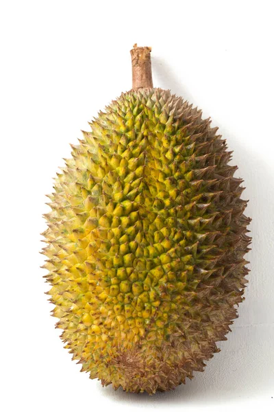 Kung Frukter Durian Och Durian Skal Isolerade Vit Bakgrund — Stockfoto