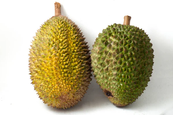 Rei Frutas Durian Durian Cascas Isoladas Sobre Fundo Branco — Fotografia de Stock