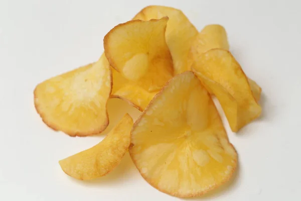 Keripik Singkong Chips Mandioca São Lanches Feitos Mandioca Fatiada Depois — Fotografia de Stock