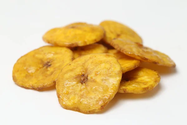 Chips Plátano Dulce Aislados Sobre Fondo Blanco —  Fotos de Stock
