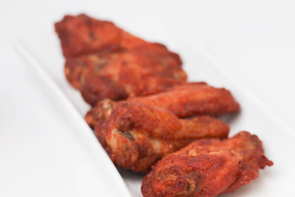 Close Up Fried Chicken Wings isolated on white background