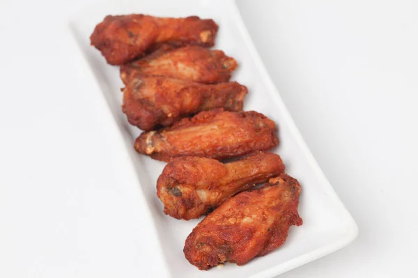 Close Fried Chicken Wings Isoliert Auf Weißem Hintergrund — Stockfoto