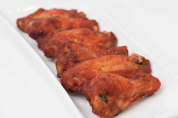 Close Up Fried Chicken Wings isolated on white background