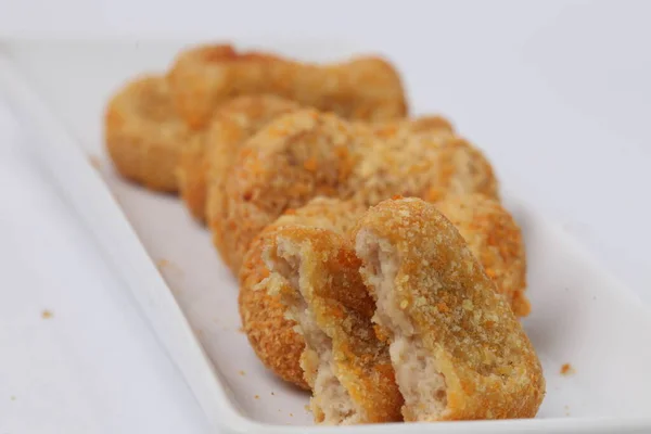 Nuggets Frango Isolado Fundo Branco — Fotografia de Stock