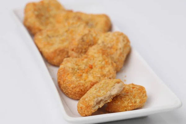 Nuggets Frango Isolado Fundo Branco — Fotografia de Stock