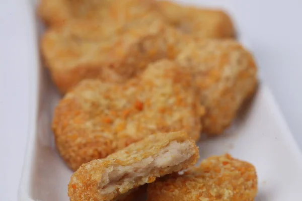 Nuggets Frango Isolado Fundo Branco — Fotografia de Stock