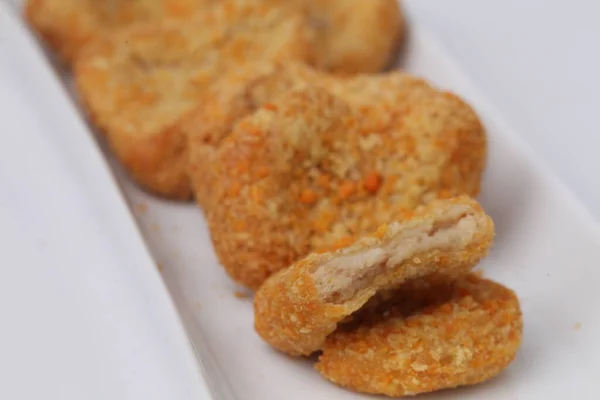 Nuggets Frango Isolado Fundo Branco — Fotografia de Stock