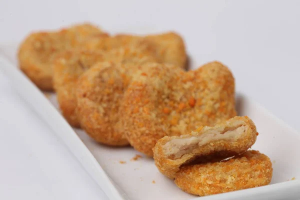 Nuggets Frango Isolado Fundo Branco — Fotografia de Stock