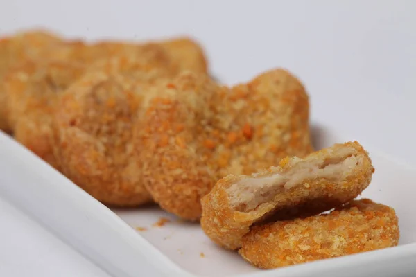 Nuggets Frango Isolado Fundo Branco — Fotografia de Stock