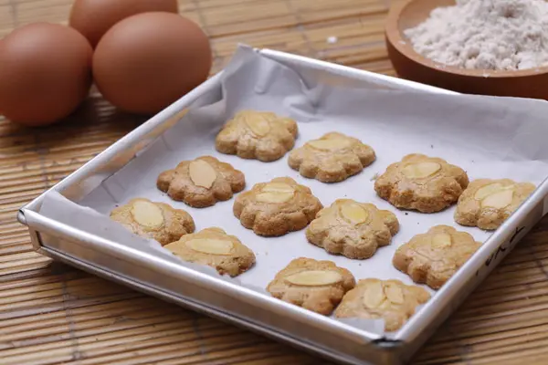 Gesunde Hausgemachte Mandelplätzchen Nahsicht — Stockfoto