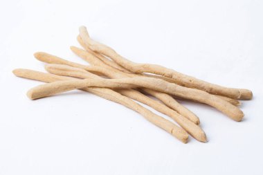 Grissini (İnce Ekmek Çubukları) beyaz arkaplanda izole edildi