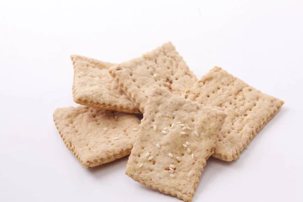 Leckere Knusprige Cracker Kekse Auf Weißem Hintergrund — Stockfoto