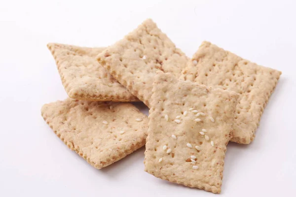 Smaklig Krispiga Kex Cookies Isolerade Vit Bakgrund — Stockfoto