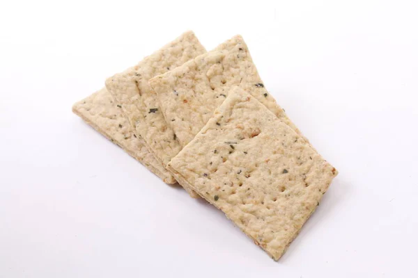 Trocknen Dünne Zitronenblätter Cracker Leckere Knusprige Cracker Isoliert Auf Weißem — Stockfoto