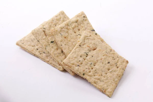 Trocknen Dünne Zitronenblätter Cracker Leckere Knusprige Cracker Isoliert Auf Weißem — Stockfoto