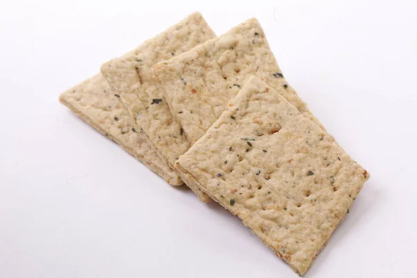 Trocknen Dünne Zitronenblätter Cracker Leckere Knusprige Cracker Isoliert Auf Weißem — Stockfoto