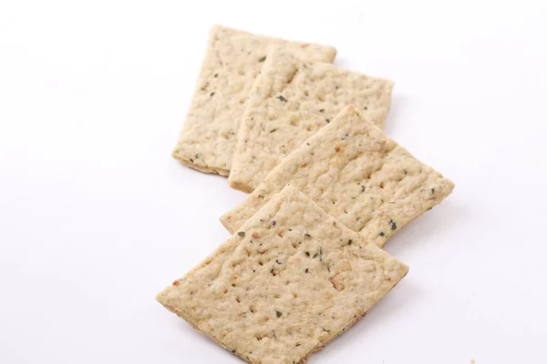 Trocknen Dünne Zitronenblätter Cracker Leckere Knusprige Cracker Isoliert Auf Weißem — Stockfoto