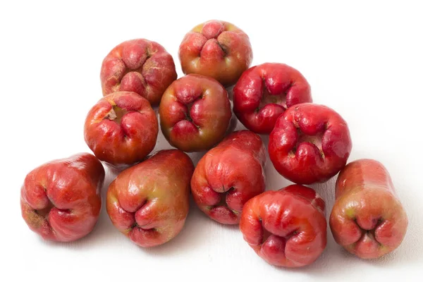 Manzanas Rosadas Semillas Chomphu Java Syzygium Aisladas Sobre Fondo Blanco — Foto de Stock