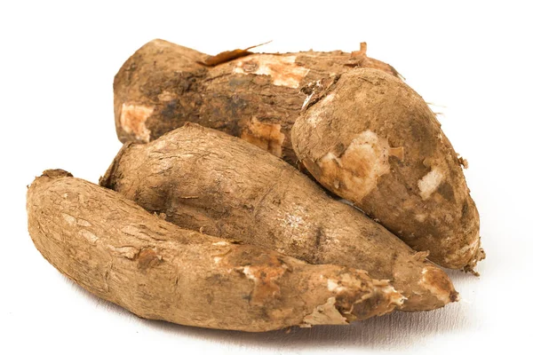 Färsk Cassava Rot Isolerad Vit Bakgrund — Stockfoto
