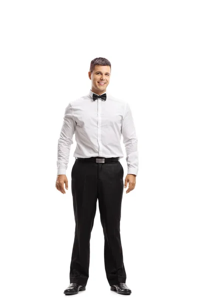 Full Length Portrait Young Man Tux Isolated White Background — Stock Photo, Image