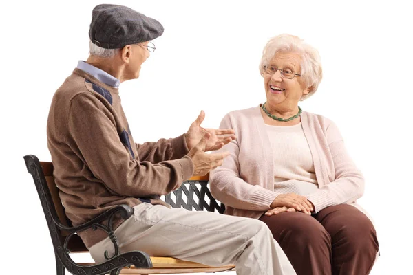 Anziani Che Hanno Una Conversazione Isolata Sfondo Bianco — Foto Stock