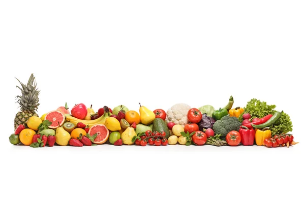 Diferentes Frutas Verduras Aisladas Sobre Fondo Blanco — Foto de Stock