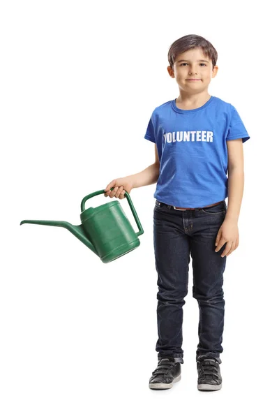 Retrato Completo Niño Voluntario Con Una Regadera Aislada Sobre Fondo —  Fotos de Stock