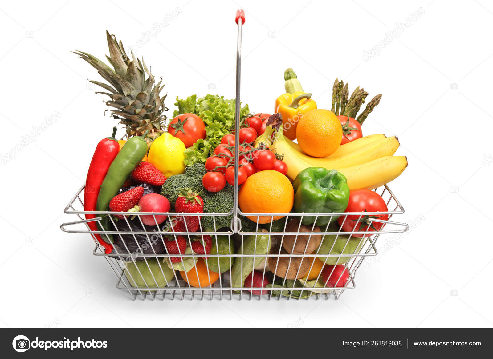 Cesta Compras Com Frutas Legumes Isolados Fundo Branco — Foto ©  ljsphotography #261819038, image size:1600x1167