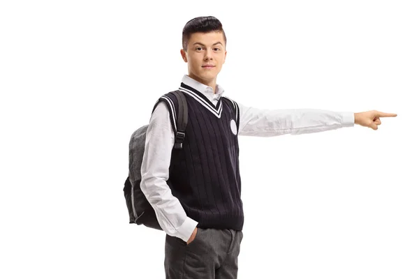 Homme adolescent étudiant pointant — Photo