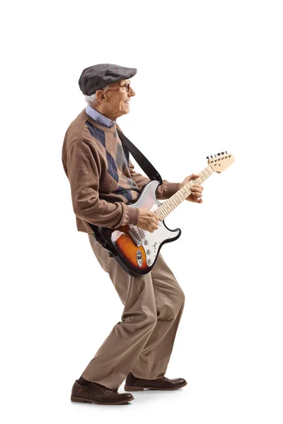Senior férfi játszik elektromos gitárt — Stock Fotó