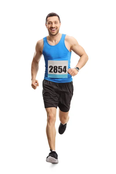 Corredor masculino em uma maratona — Fotografia de Stock