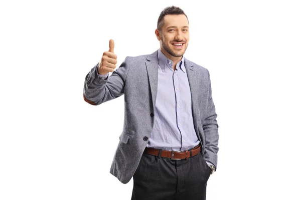 Young elegant man gesturing thumb up — Stock Photo, Image