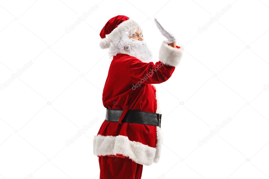 Santa Claus making high-five gesture