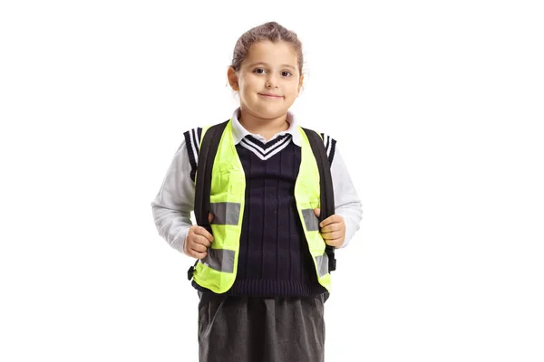 Colegiala con chaleco de seguridad — Foto de Stock