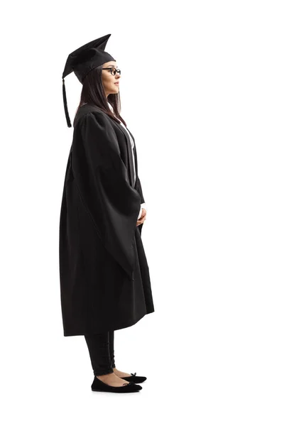 Feminino graduado em um vestido preto — Fotografia de Stock