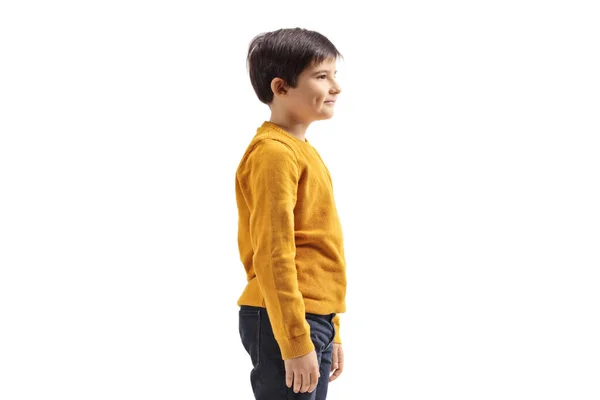 Zdjęcie chłopaka w żółtym swetrze. — Zdjęcie stockowe