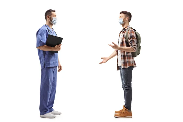 Foto Figura Intera Operatore Medico Con Una Maschera Facciale Che — Foto Stock