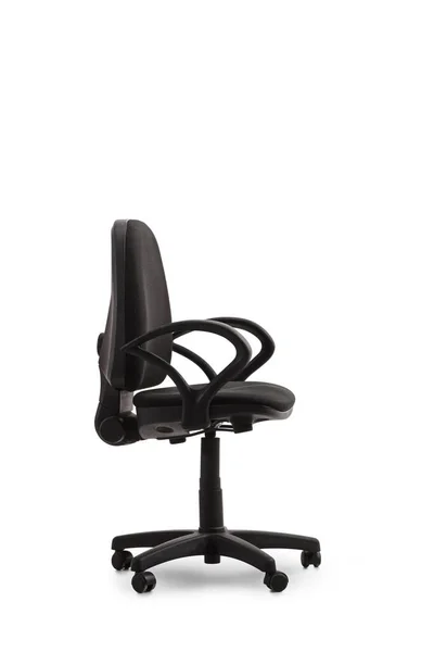 Studioaufnahme Eines Schwarzen Schreibtischstuhls Isoliert Auf Weißem Hintergrund — Stockfoto