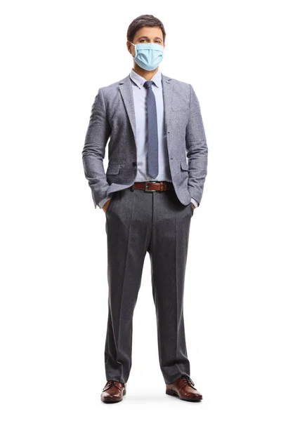 Volledig Portret Van Een Jonge Man Bedrijfskleding Met Een Beschermend — Stockfoto