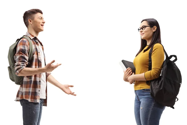 Studenten Sprechen Isoliert Auf Weißem Hintergrund — Stockfoto