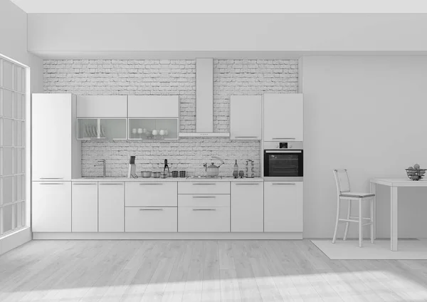 Cocina Rejilla Interior Renderizado — Foto de Stock