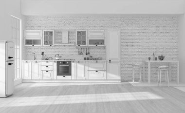 Mutfak iç şebekesi 3B görüntüleme