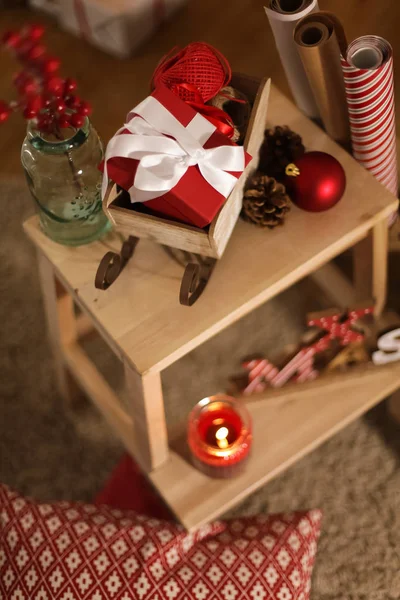 Umore Natalizio Regali Carta Regalo Candele Albero Natale Paesaggio Vacanze — Foto Stock