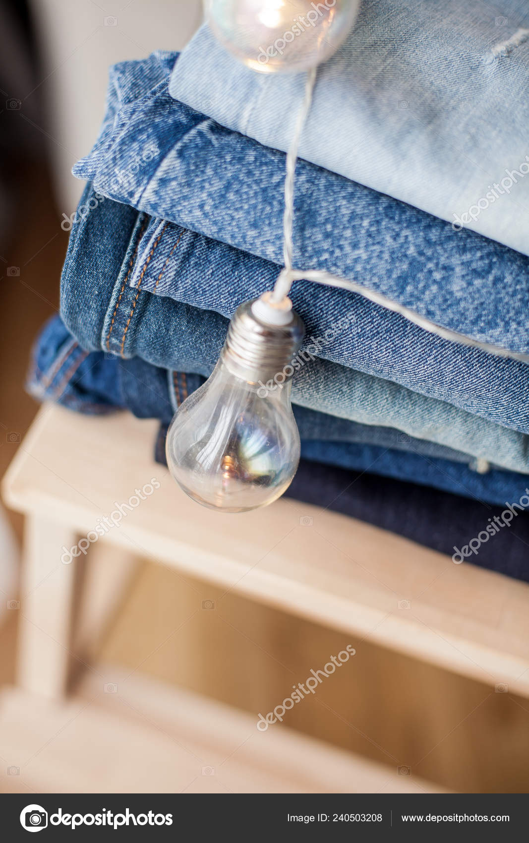 light blue stacked jeans