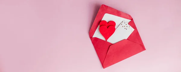 Concepto San Valentín San Valentín Corazones Tarjeta Sobre Fondo Rosa — Foto de Stock