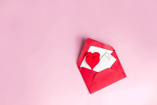 Aftelkalender Voor Valentijnsdag Concept Valentine Harten Kaart Een Roze Achtergrond — Stockfoto