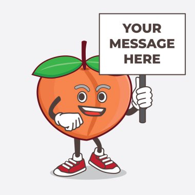 Peach Fruit çizgi film maskot karakterinin tabela imzalı bir çizimi.