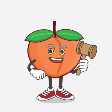 Çekiçli bilge yargıç rolünde Şeftali Meyvesi çizgi film karakteri.